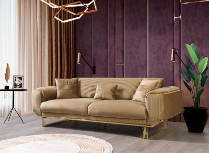 Luxus Sofa 3 Sitzer Wohnzimmer Beige Moderner Design 234cm Sofas Möbel